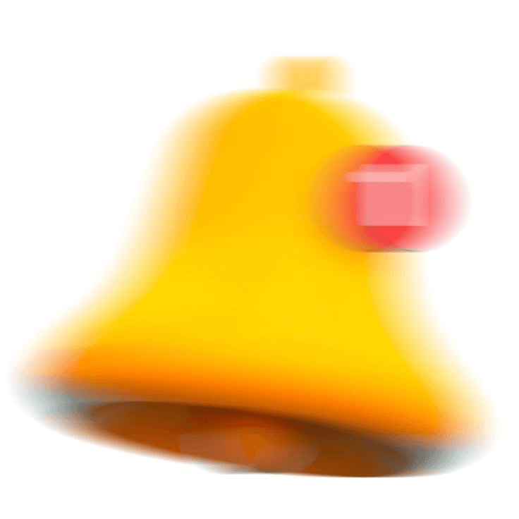 A shaking notification bell with a red badge
