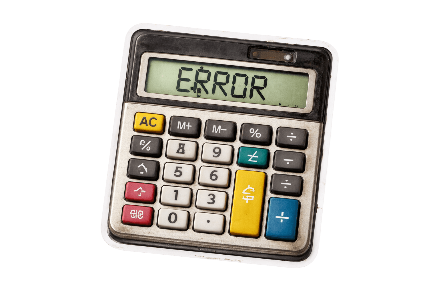 A calculator showing an error